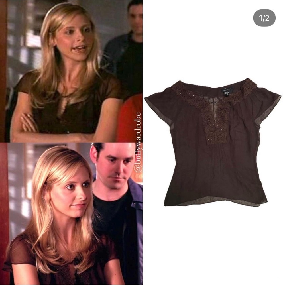 Buffy The Vampire Slayer BCBG Brown Sheer Top